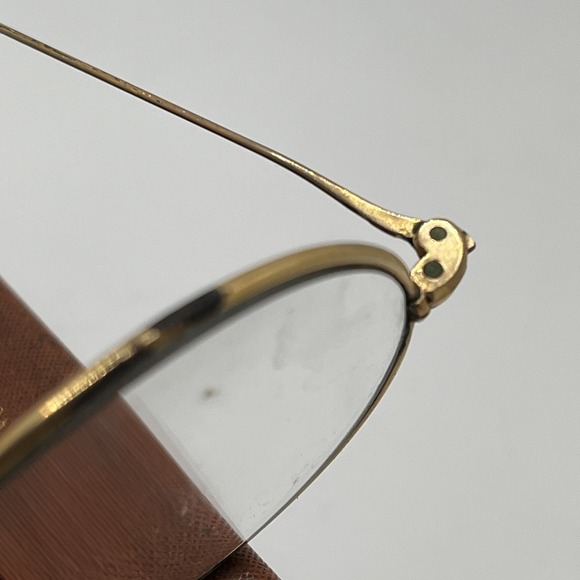 Antique‎ Wire Rim "Windsor" Spectacles Saddle Bridge Gold/ Brass Color with Case - Picture 13 of 16